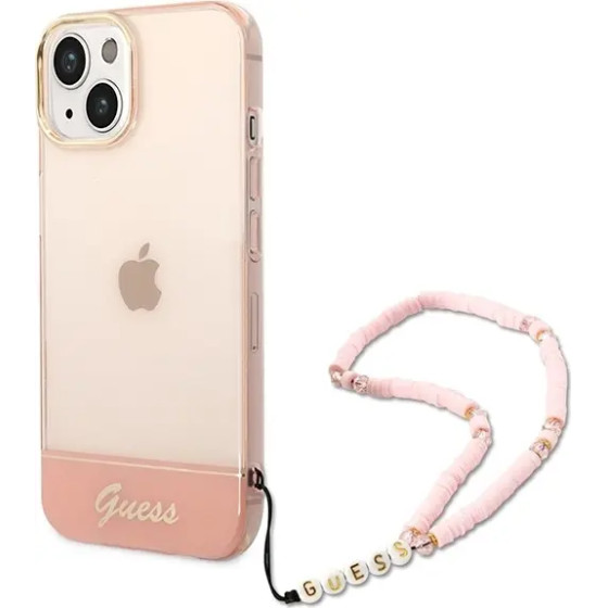 Guess GUHCP14MHGCOHP iPhone 14 Plus 6.7 pink/pink hardcase Translucent Pearl Strap - (GUE002243-0)