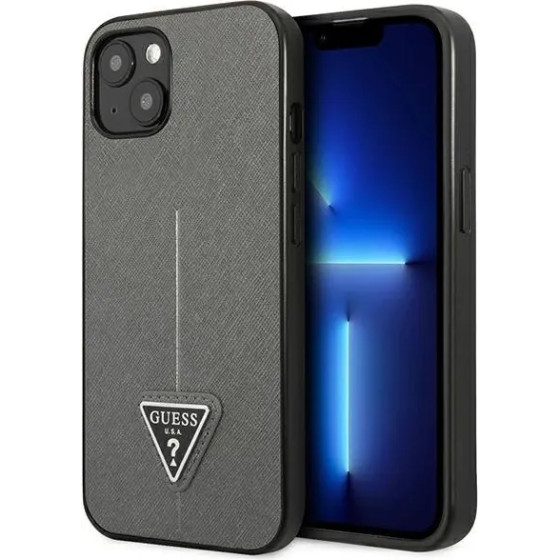 Guess GUHCP14MPSATLG iPhone 14 Plus 6.7 silver / silver hardcase SaffianoTriangle Logo - (GUE002339-0)