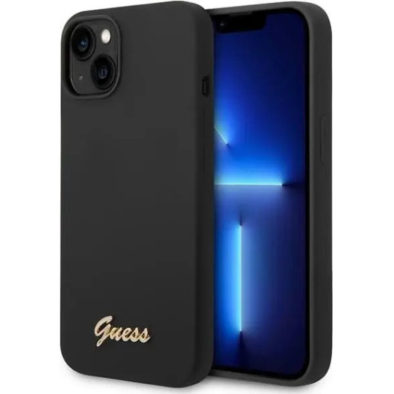Guess GUHCP14MSLSMK iPhone 14 Plus 6.7 black / black hard case Silicone Vintage Gold Logo - (GUE002275-0)