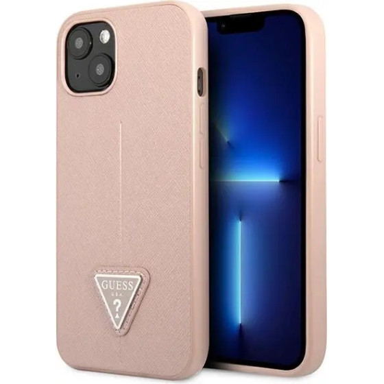 Guess GUHCP14SPSATLP iPhone 14 6.1 pink / pink hardcase SaffianoTriangle Logo - (GUE002342-0)