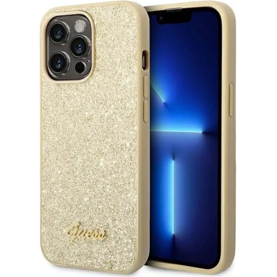 Guess GUHCP14XHGGSHD iPhone 14 Pro Max 6,7'' zloty/gold hard case Glitter Script - (GUE002161-0)