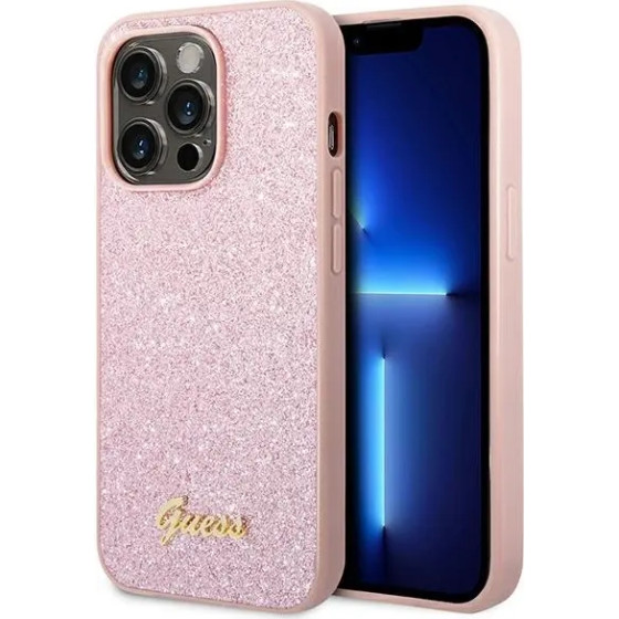 Guess GUHCP14XHGGSHP iPhone 14 Pro Max 6,7'' rozowy/pink hard case Glitter Script - (GUE002157-0)