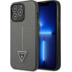 Guess GUHCP14XPSATLG iPhone 14 Pro Max 6.7 silver / silver hardcase SaffianoTriangle Logo - (GUE002341-0)