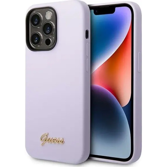 Guess GUHCP14XSLSMU iPhone 14 Pro Max 6.7 purple/purple hard case Silicone Vintage Gold Logo - (GUE002285-0)