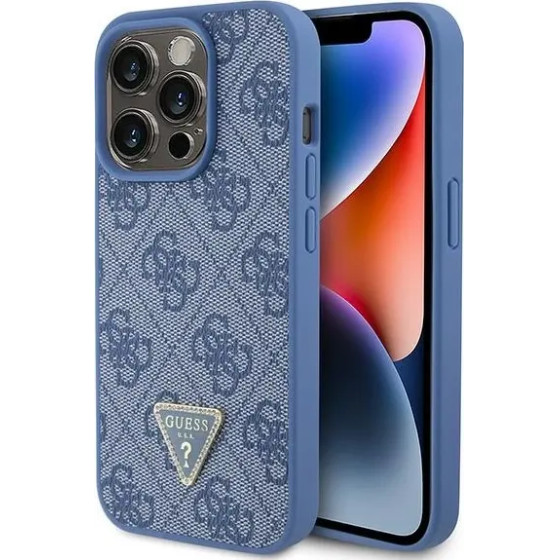 Guess GUHCP15LP4TDPB iPhone 15 Pro 6.1 blue/blue hardcase Leather 4G Triangle Strass - (GUE003196-0)