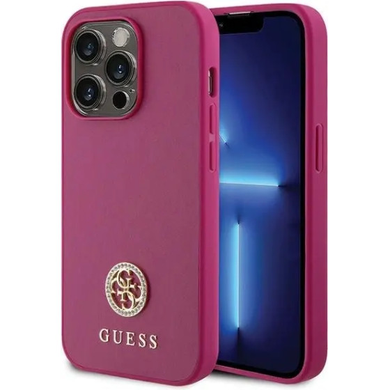 Guess GUHCP15LPS4DGPP iPhone 15 Pro 6.1 pink/pink hardcase Strass Metal Logo - (GUE003320-0)