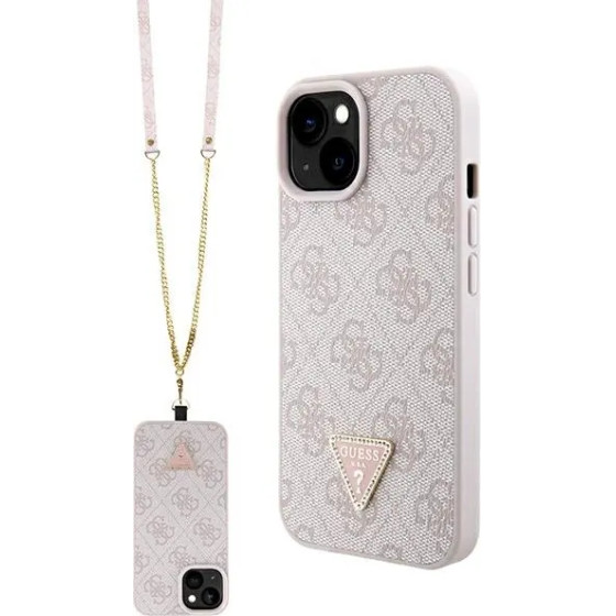 Guess GUHCP15MP4TDSCPP iPhone 15 Plus 6.7 pink/pink hardcase Crossbody 4G Metal Logo - (GUE003189-0)