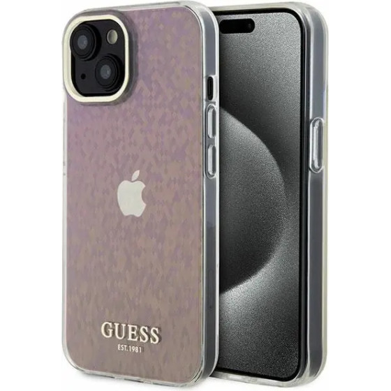 Guess GUHCP15SHDECMP iPhone 15 6.1 pink/pink hardcase IML Faceted Mirror Disco Iridescent - (GUE003239-0)