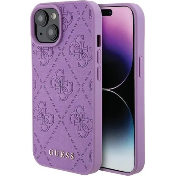 Guess GUHCP15SP4EPMU iPhone 15 6.1 purple/light purple hardcase Leather 4G Stamped - (GUE003202-0)
