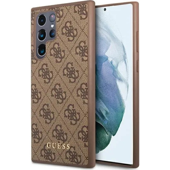 Guess GUHCS22LG4GFBR S22 Ultra S908 brazowy/brown hard case 4G Metal Gold Logo - (GUE001857-0)