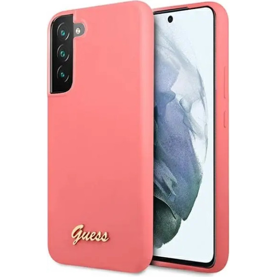 Guess GUHCS22MLSLMGFU S22+ S906 fuchsia/fuchsia hardcase Silicone Script Metal Logo - (GUE001844-0)