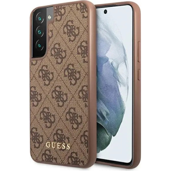 Guess GUHCS22SG4GFBR S22 S901 brazowy/brown hard case 4G Metal Gold Logo - (GUE001855-0)