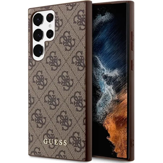 Guess GUHCS23LG4GFBR S23 Ultra S918 brown/brown hard case 4G Metal Gold Logo - (GUE002646-0)