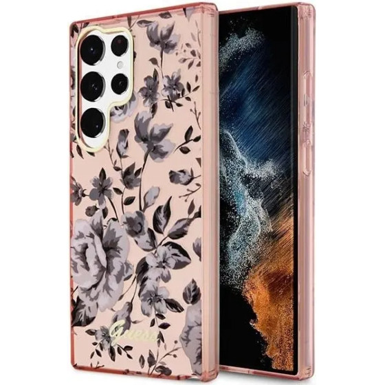 Guess GUHCS23LHCFWSP S23 Ultra S918 pink/pink hardcase Flower Collection - (GUE002677-0)