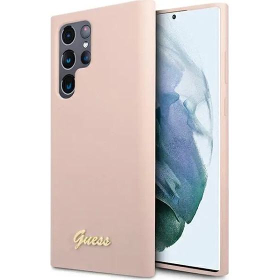 Guess GUHCS23LLSLMGPP S23 Ultra S918 pink/pink hardcase Silicone Script Metal Logo - (GUE002625-0)
