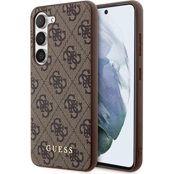 Guess GUHCS23SG4GFBR S23 S911 brown/brown hard case 4G Metal Gold Logo - (GUE002644-0)