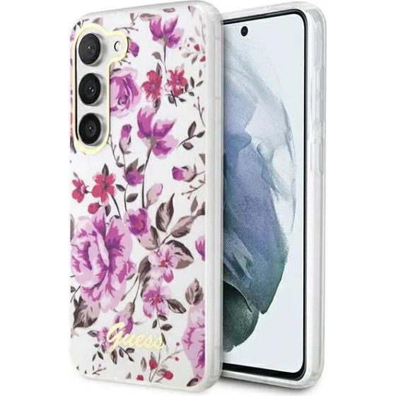 Guess GUHCS23SHCFWST S23 S911 white/white hardcase Flower Collection - (GUE002681-0)