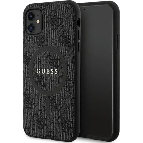 Guess GUHMN61G4GFRK iPhone 11 6.1'' / Xr black/black hardcase 4G Collection Leather Metal Logo MagSafe - (GUE003456-0)