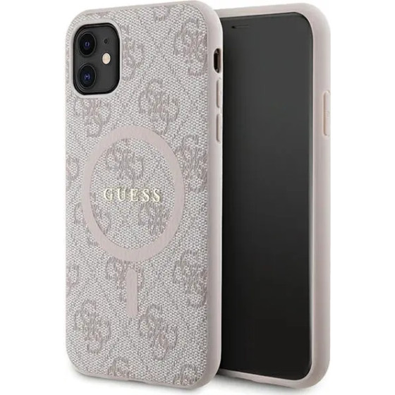Guess GUHMN61G4GFRP iPhone 11 6.1'' / Xr pink/pink hardcase 4G Collection Leather Metal Logo MagSafe - (GUE003484-0)