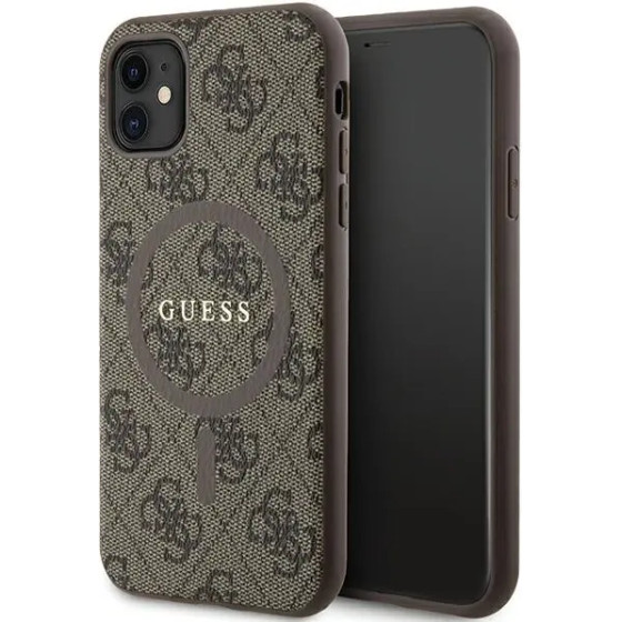 Guess GUHMN61G4GFRW iPhone 11 6.1'' / Xr brown/brown hardcase 4G Collection Leather Metal Logo MagSafe - (GUE003467-0)