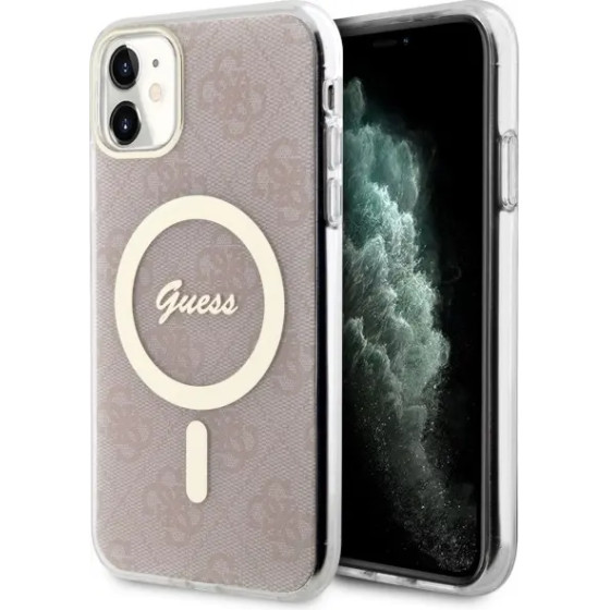 Guess GUHMN61H4STP iPhone 11 6.1'' pink/pink hardcase 4G MagSafe - (GUE002815-0)