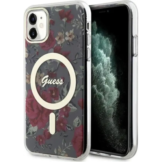 Guess GUHMN61HCFWSA iPhone 11 / Xr 6.1'' green/khaki hardcase Flower MagSafe - (GUE002931-0)