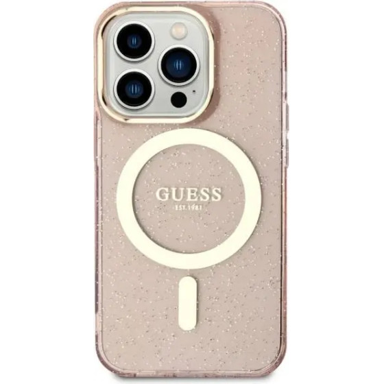 Guess GUHMN61HCMCGP iPhone 11 / Xr 6.1'' pink/pink hardcase Glitter Gold MagSafe - (GUE002928-0)