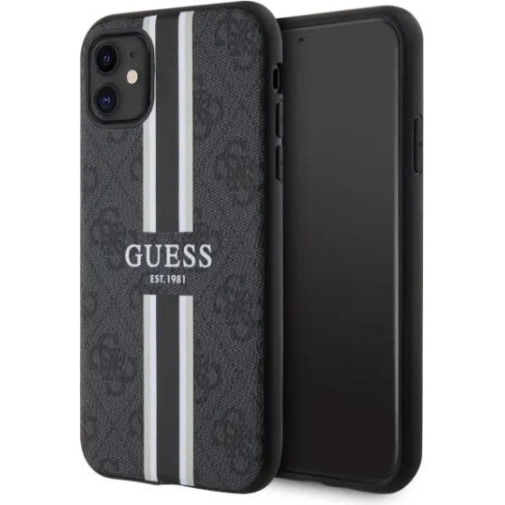 Guess GUHMN61P4RPSK iPhone 11 / Xr black/black hardcase 4G Printed Stripes MagSafe - (GUE002826-0)