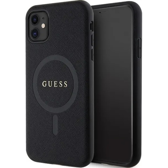 Guess GUHMN61PSAHMCK case for iPhone 11 / Xr - black Saffiano MagSafe - (GUE003010-0)