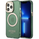 Guess GUHMP13LHTCMA iPhone 13 Pro / 13 6.1 green/khaki hard case Gold Outline Translucent MagSafe - (GUE002505-0)