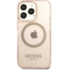 Guess GUHMP13LHTCMP iPhone 13 Pro / 13 6.1 pink/pink hard case Gold Outline Translucent MagSafe - (GUE002508-0)