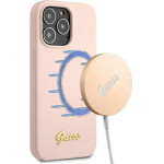 Guess GUHMP13LLSLMGLP iPhone 13 Pro / 13 6.1 light pink/light pink hardcase Silicone Script Gold Logo Magsafe - (GUE001801-0)