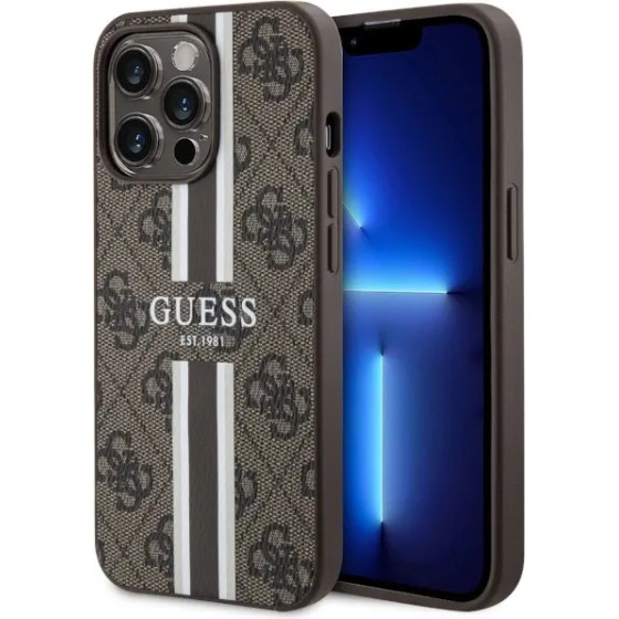 Guess GUHMP13LP4RPSW iPhone 13 Pro / 13 6.1 brown/brown hardcase 4G Printed Stripes MagSafe - (GUE002834-0)