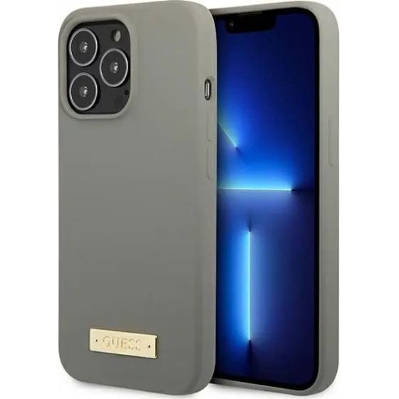 Guess GUHMP13LSPLG iPhone 13 Pro / 13 6.1 grey/grey hard case Silicone Logo Plate MagSafe - (GUE002494-0)