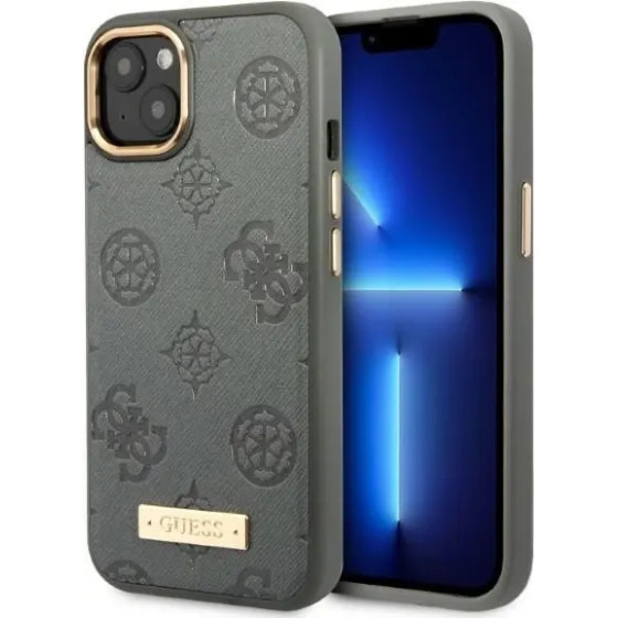 Guess GUHMP13MSAPSTG iPhone 13 6.1 grey/grey hardcase Peony Logo Plate MagSafe - (GUE002533-0)