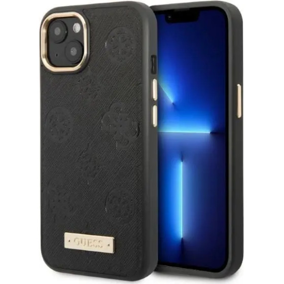 Guess GUHMP13MSAPSTK iPhone 13 6.1 black/black hardcase Peony Logo Plate MagSafe - (GUE002527-0)
