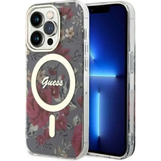 Guess GUHMP14LHCFWSA iPhone 14 Pro 6.1'' green/khaki hardcase Flower MagSafe - (GUE002734-0)