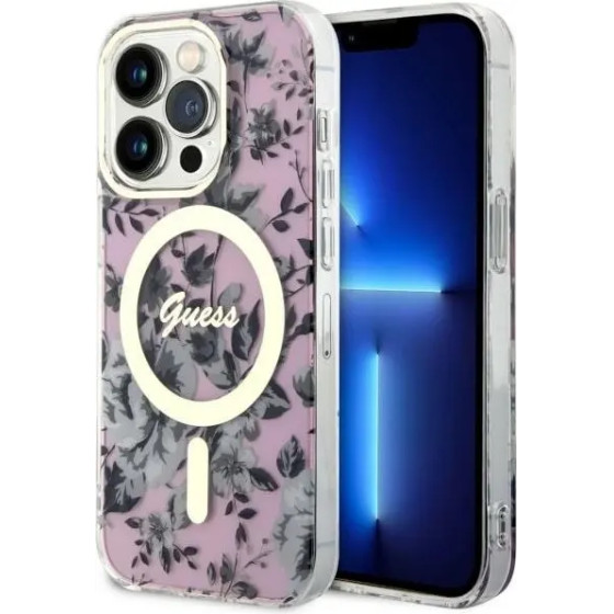 Guess GUHMP14LHCFWSP iPhone 14 Pro 6.1'' pink/pink hardcase Flower MagSafe - (GUE002730-0)