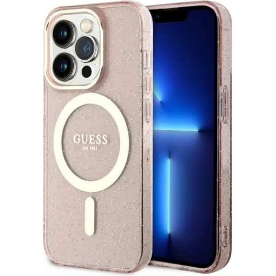 Guess GUHMP14LHCMCGP iPhone 14 Pro 6.1'' pink/pink hardcase Glitter Gold MagSafe - (GUE002750-0)