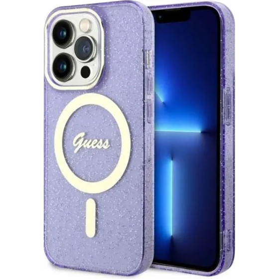 Guess GUHMP14LHCMCGU iPhone 14 Pro 6.1'' purple/purple hardcase Glitter Gold MagSafe - (GUE002746-0)