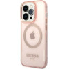 Guess GUHMP14LHTCMP iPhone 14 Pro 6.1 pink/pink hard case Gold Outline Translucent MagSafe - (GUE002581-0)