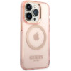 Guess GUHMP14LHTCMP iPhone 14 Pro 6.1 pink/pink hard case Gold Outline Translucent MagSafe - (GUE002581-0)