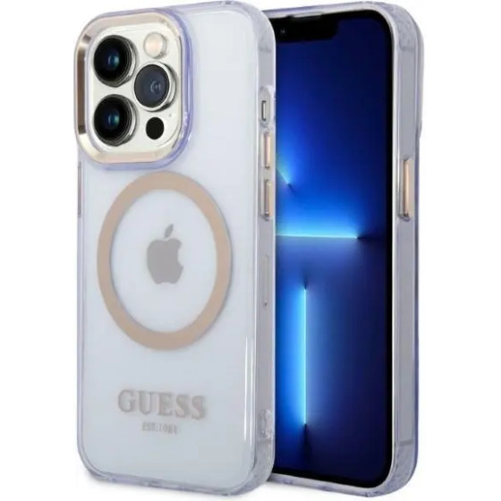 Guess GUHMP14LHTCMU iPhone 14 Pro 6.1 purple/purple hard case Gold Outline Translucent MagSafe - (GUE002709-0)
