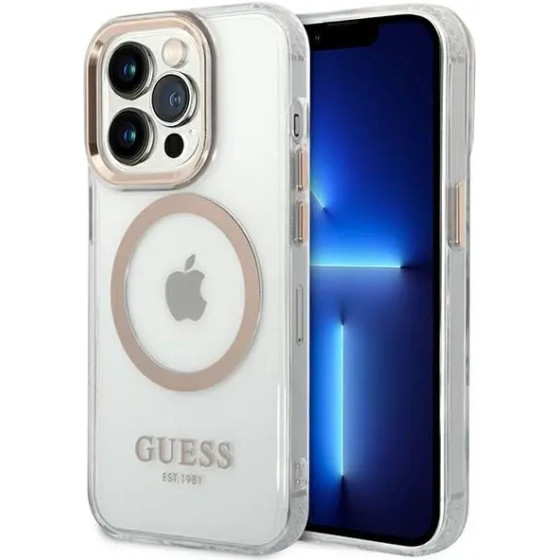 Guess GUHMP14LHTRMD iPhone 14 Pro 6.1 gold / gold hard case Metal Outline Magsafe - (GUE002400-0)