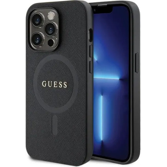 Guess GUHMP14LPSAHMCK case for iPhone 14 Pro - black Saffiano MagSafe - (GUE003013-0)