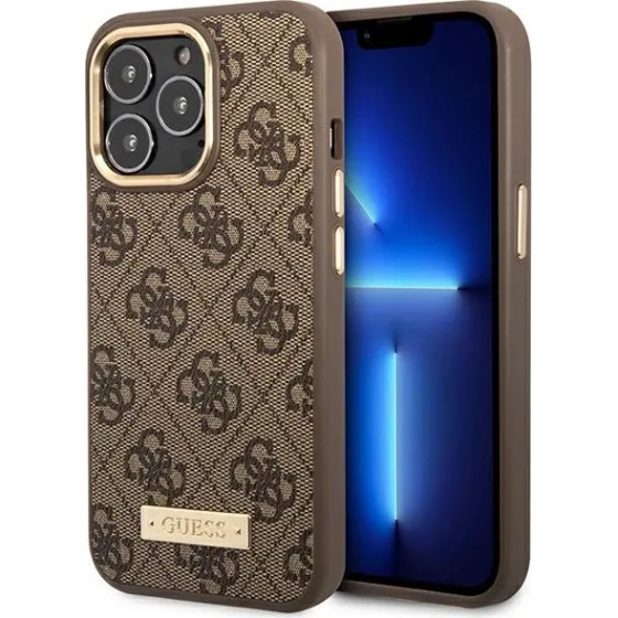Guess GUHMP14LU4GPRW iPhone 14 Pro 6.1 ''brown / brown hard case 4G Logo Plate MagSafe - (GUE002408-0)