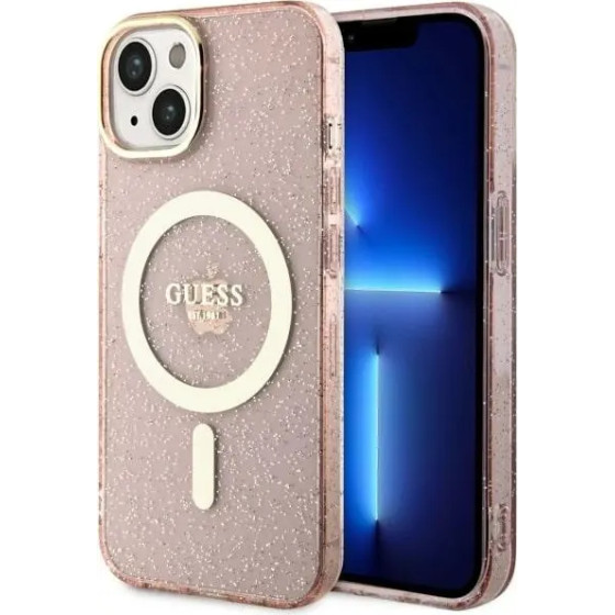 Guess GUHMP14MHCMCGP iPhone 14 Plus 6.7'' pink/pink hardcase Glitter Gold MagSafe - (GUE002749-0)