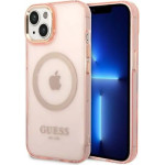 Guess GUHMP14MHTCMP iPhone 14 Plus 6.7 pink/pink hard case Gold Outline Translucent MagSafe - (GUE002580-0)
