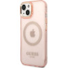 Guess GUHMP14MHTCMP iPhone 14 Plus 6.7 pink/pink hard case Gold Outline Translucent MagSafe - (GUE002580-0)