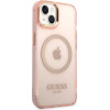 Guess GUHMP14MHTCMP iPhone 14 Plus 6.7 pink/pink hard case Gold Outline Translucent MagSafe - (GUE002580-0)